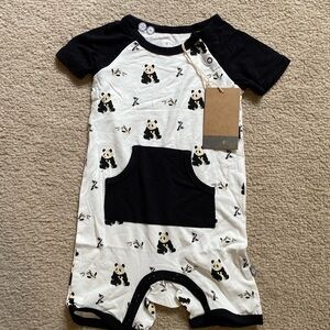 Kyte baby zen black and white panda romper 18-24 NWT